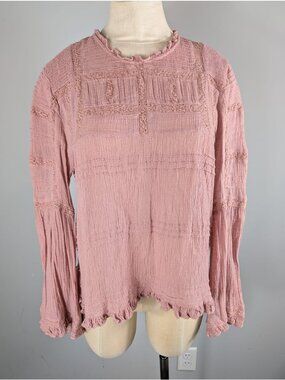 Free people Olivia eyelet lace pink top women's size M